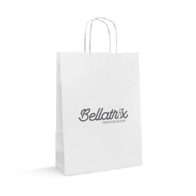 Shoppers in Carta con Manici Intrecciati per Abbigliamento