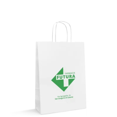 Shoppers in Carta con Manici Intrecciati per Farmacie