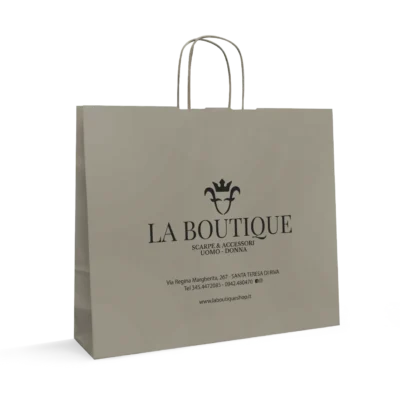 Shoppers in Carta con Manici Intrecciati per Abbigliamento