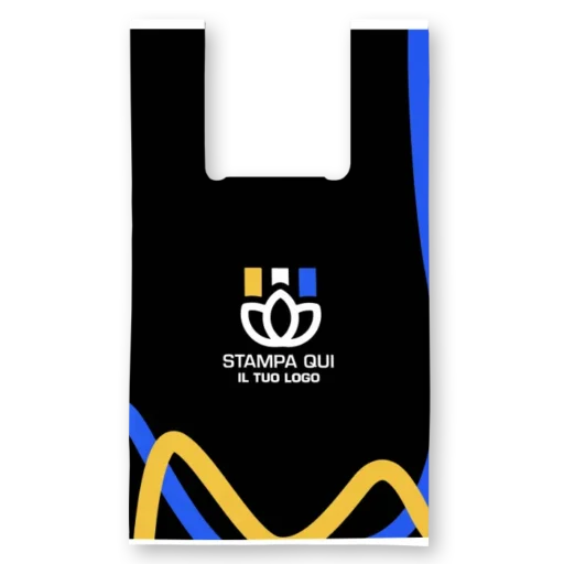 Shoppers in Plastica Stampa Piena con Manico a Canottiera