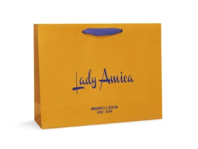 Shoppers in Carta Manuale Lusso con Fettuccia