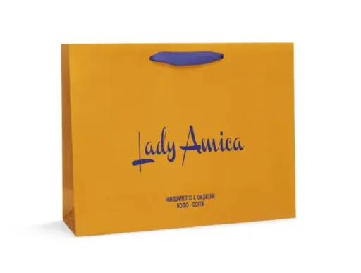 Shoppers in Carta Manuale Lusso con Fettuccia