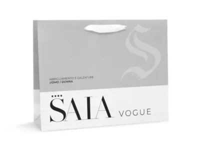 Shoppers in Carta Manuale Lusso Plastificata con Fettuccia