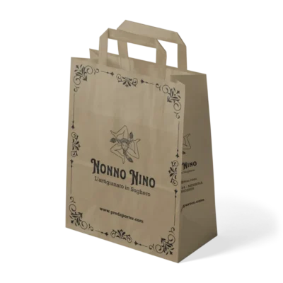 shoppers in carta automatiche con manici piatti per pelletterie