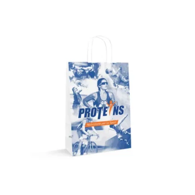 shoppers in carta automatiche con manici intrecciati per negozio sportivo